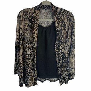 Notations Sweater Cardigan Open Front Built-in Tank Women Size Medium Petite